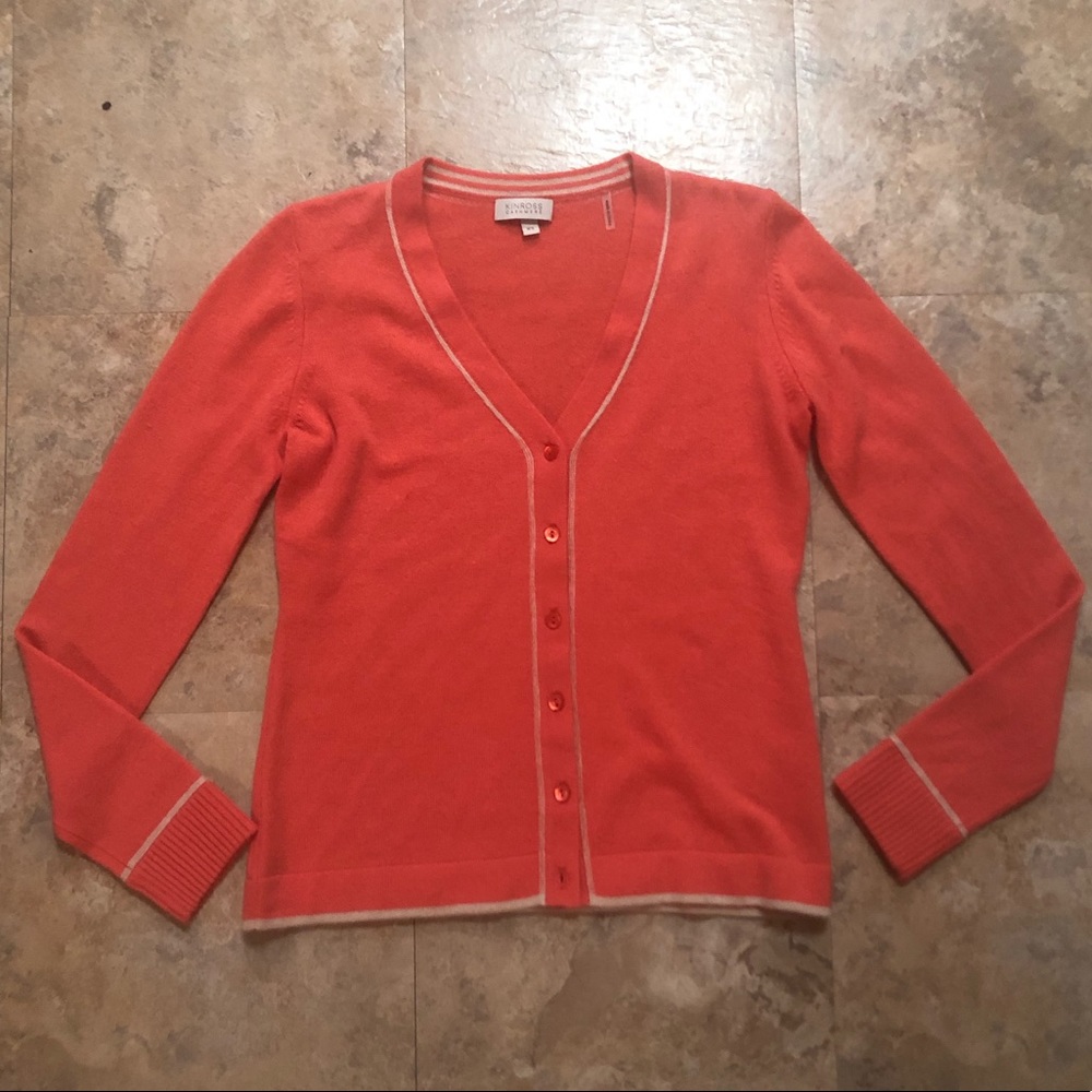 NWOT Kinross 100% Cashmere Kinross Coral tone Cardigan
